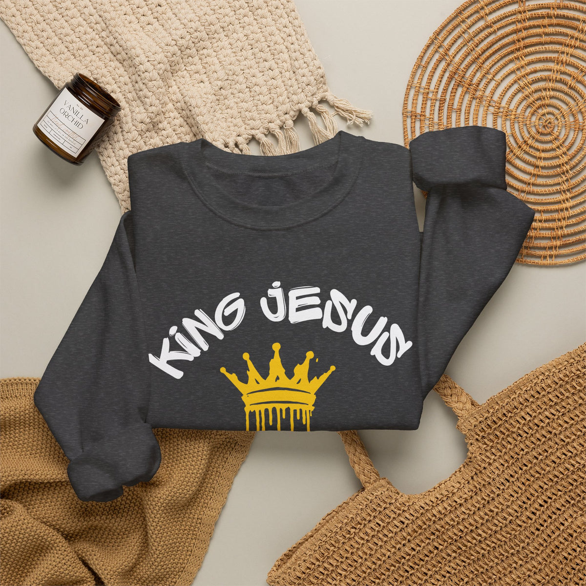 King Jesus Crewneck Sweatshirt — "King Jesus Is More Than A Brand" Religious Pullover