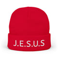 Embroidered JESUS Knit Beanie — Christian Faith Winter Hat