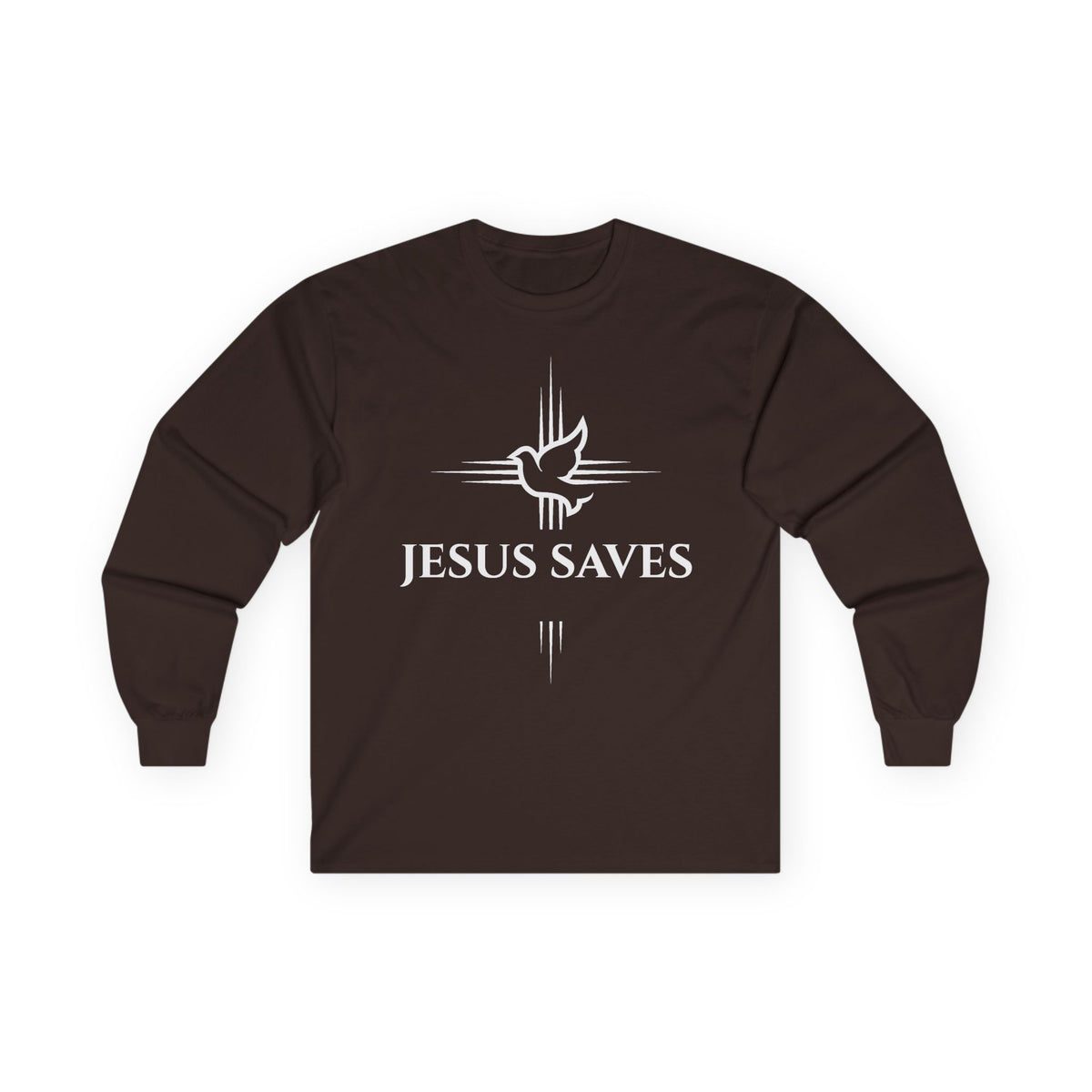 Christian Long Sleeve Tee — "Jesus Saves" with John 14:6 Back