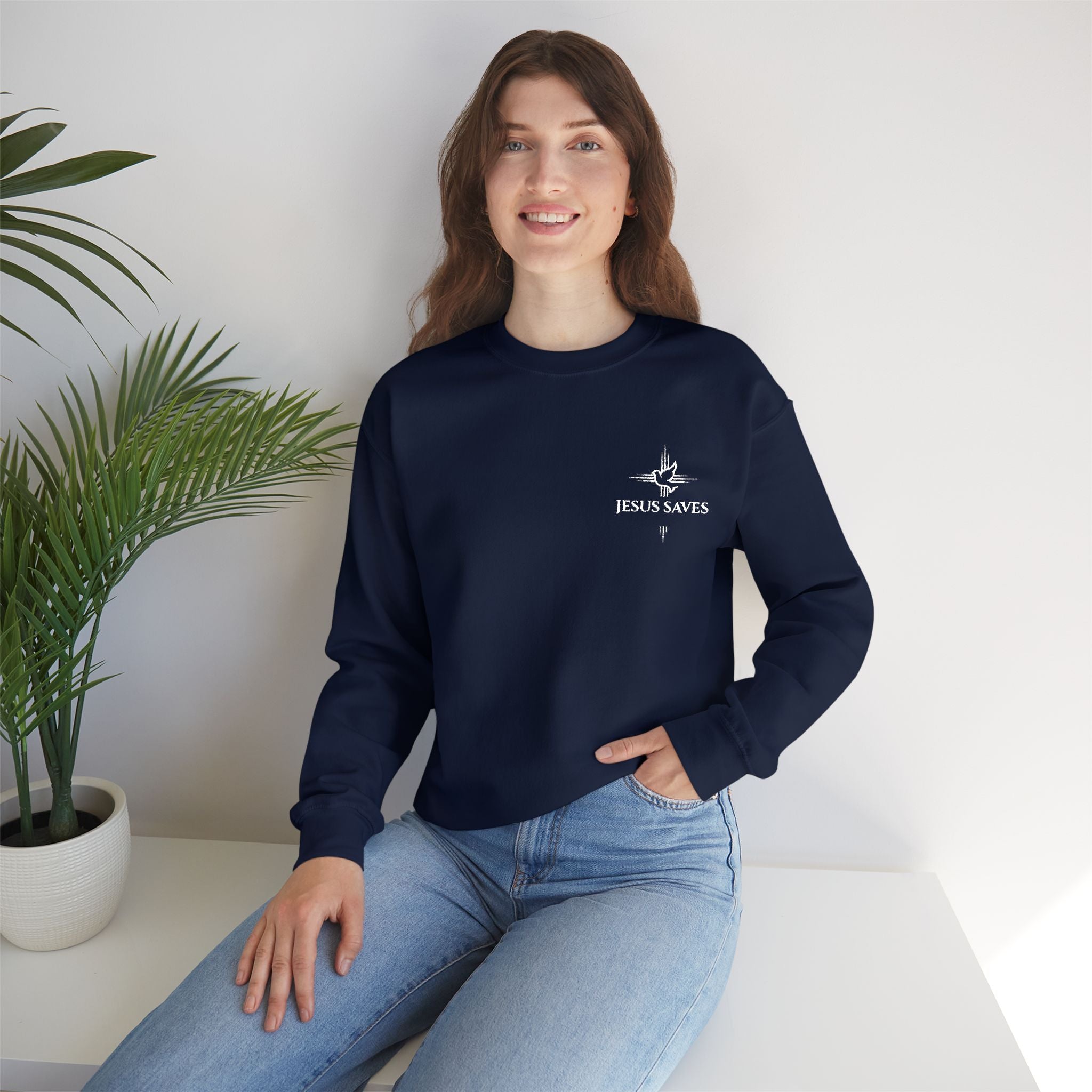 Jesus Saves Embroidered Crewneck Sweatshirt