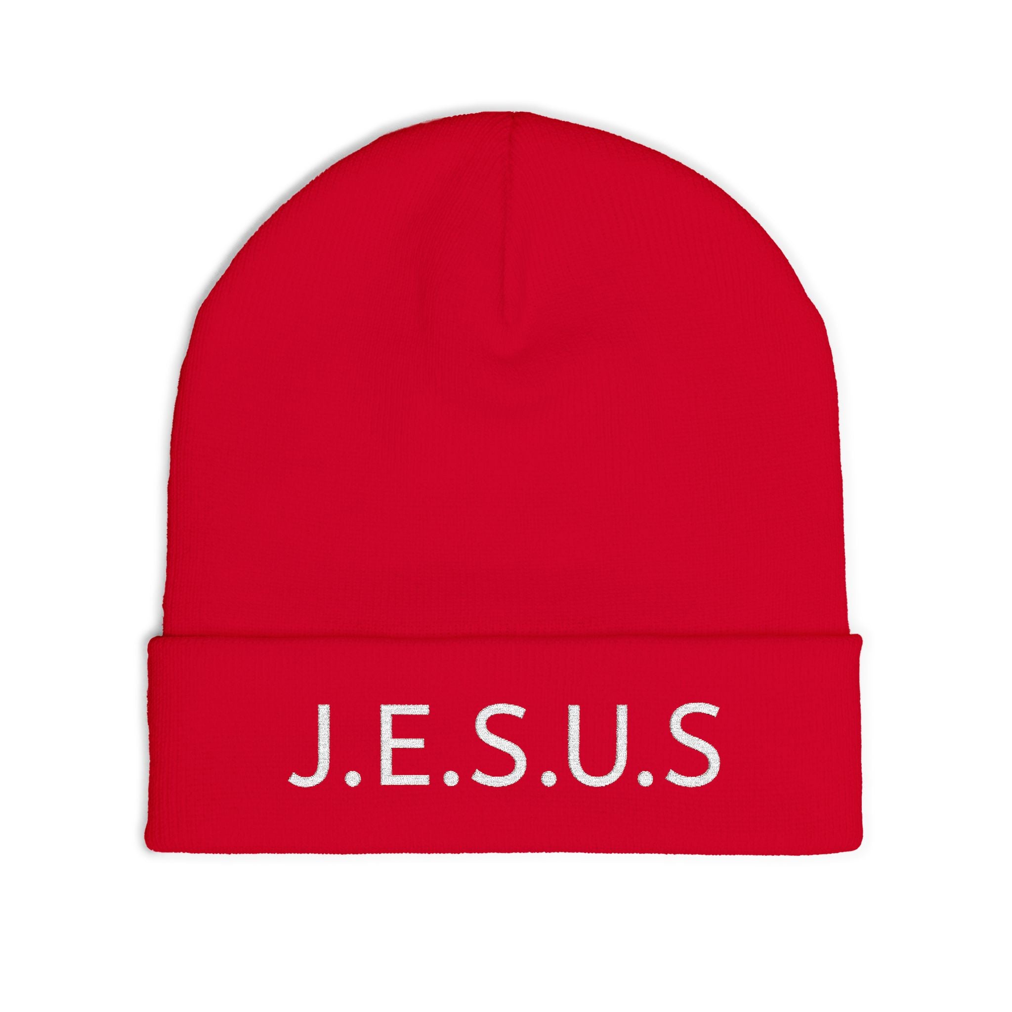 Embroidered JESUS Knit Beanie — Christian Faith Winter Hat