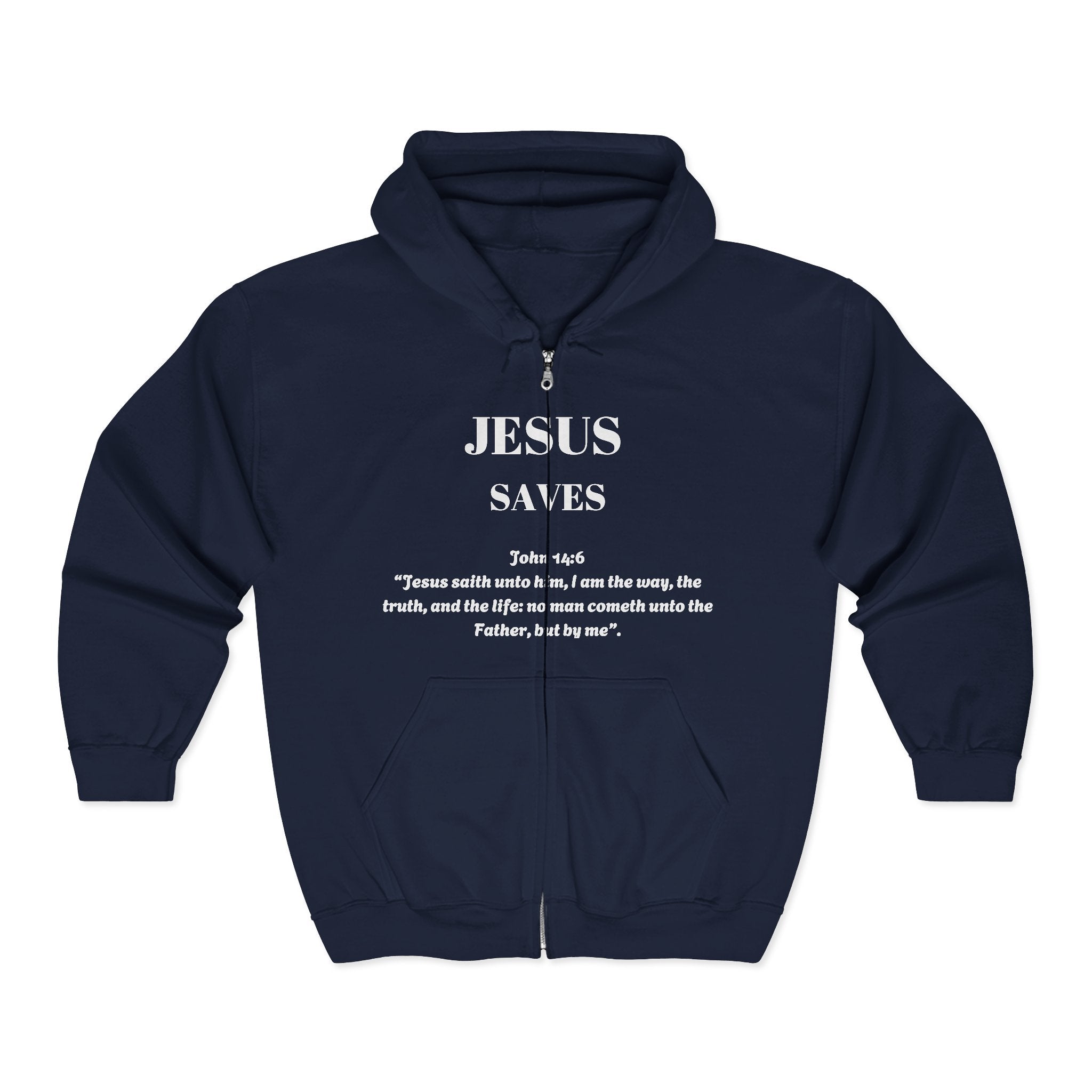 Full Zip Hooded Sweatshirt - Jesus Saves Design