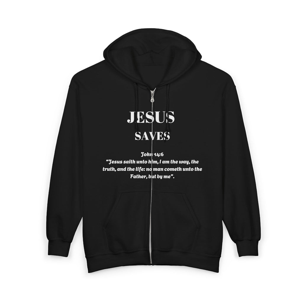 Full Zip Hooded Sweatshirt - Jesus Saves Design
