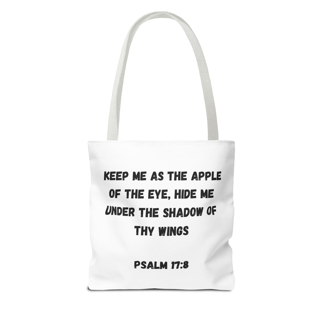 Christian Tote Bag — "God's Favorite: I'm the Apple of His Eye" Psalm 17:8
