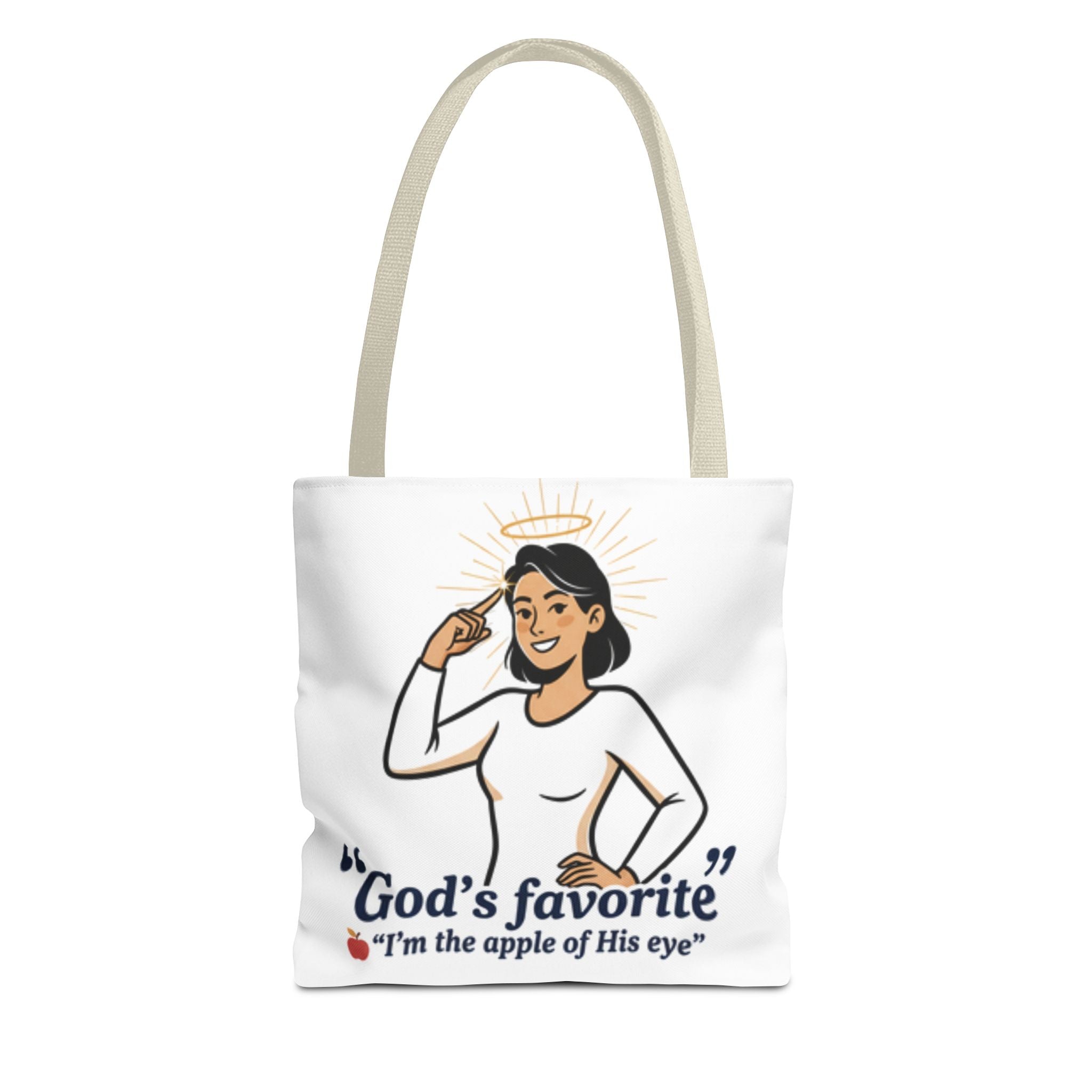 Christian Tote Bag — "God's Favorite: I'm the Apple of His Eye" Psalm 17:8
