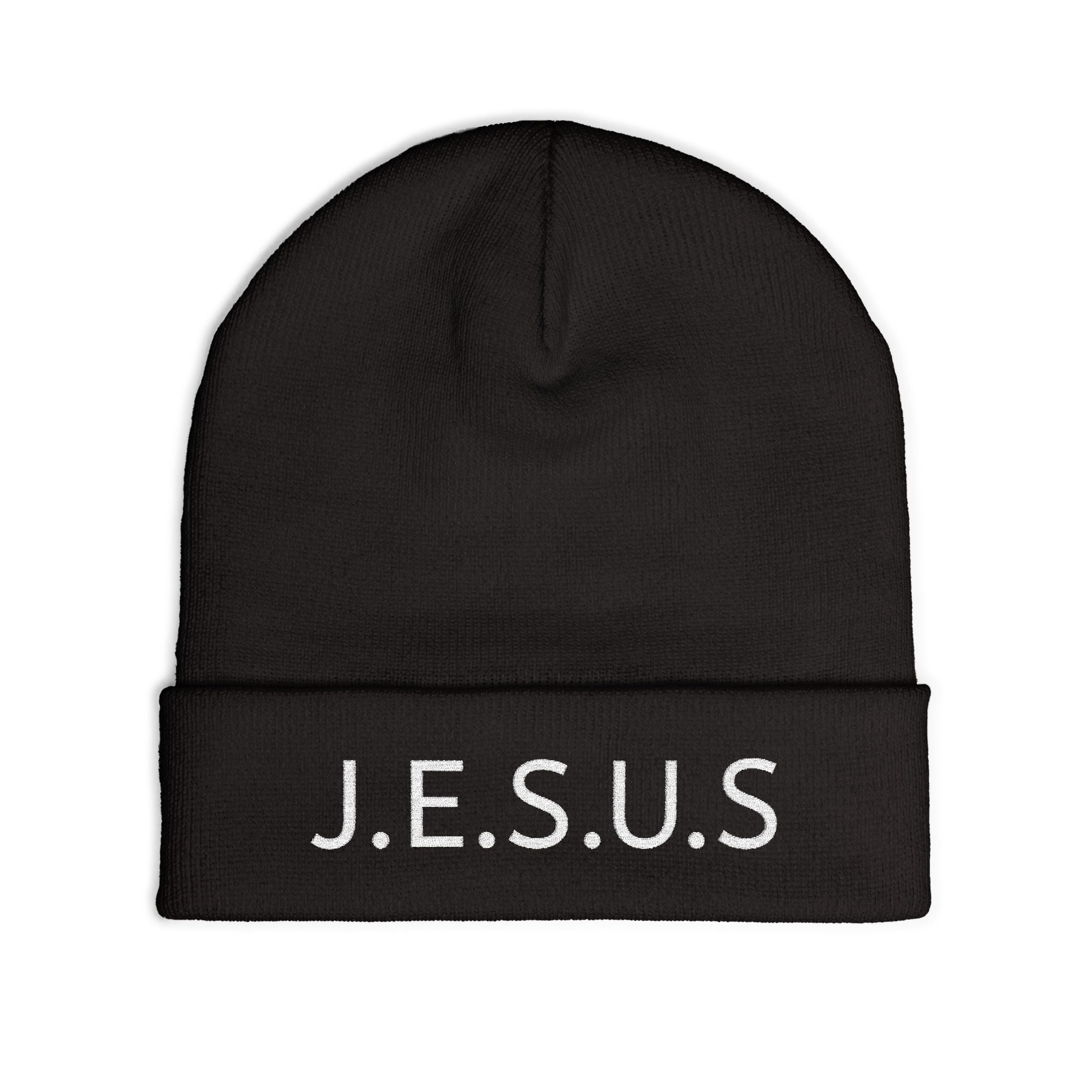Embroidered JESUS Knit Beanie — Christian Faith Winter Hat