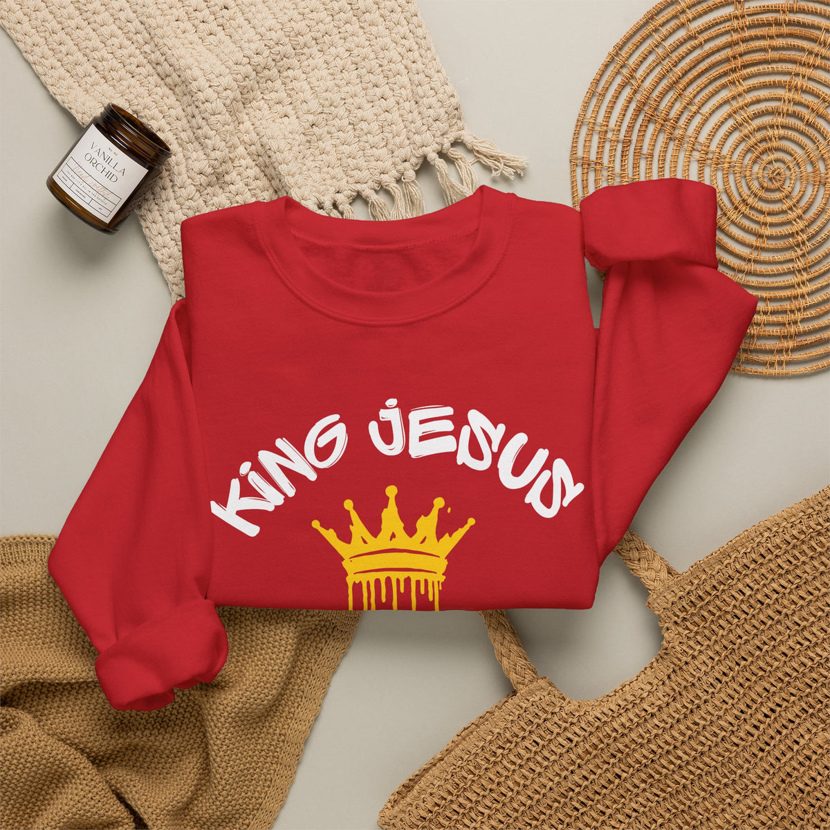 King Jesus Crewneck Sweatshirt — "King Jesus Is More Than A Brand" Religious Pullover