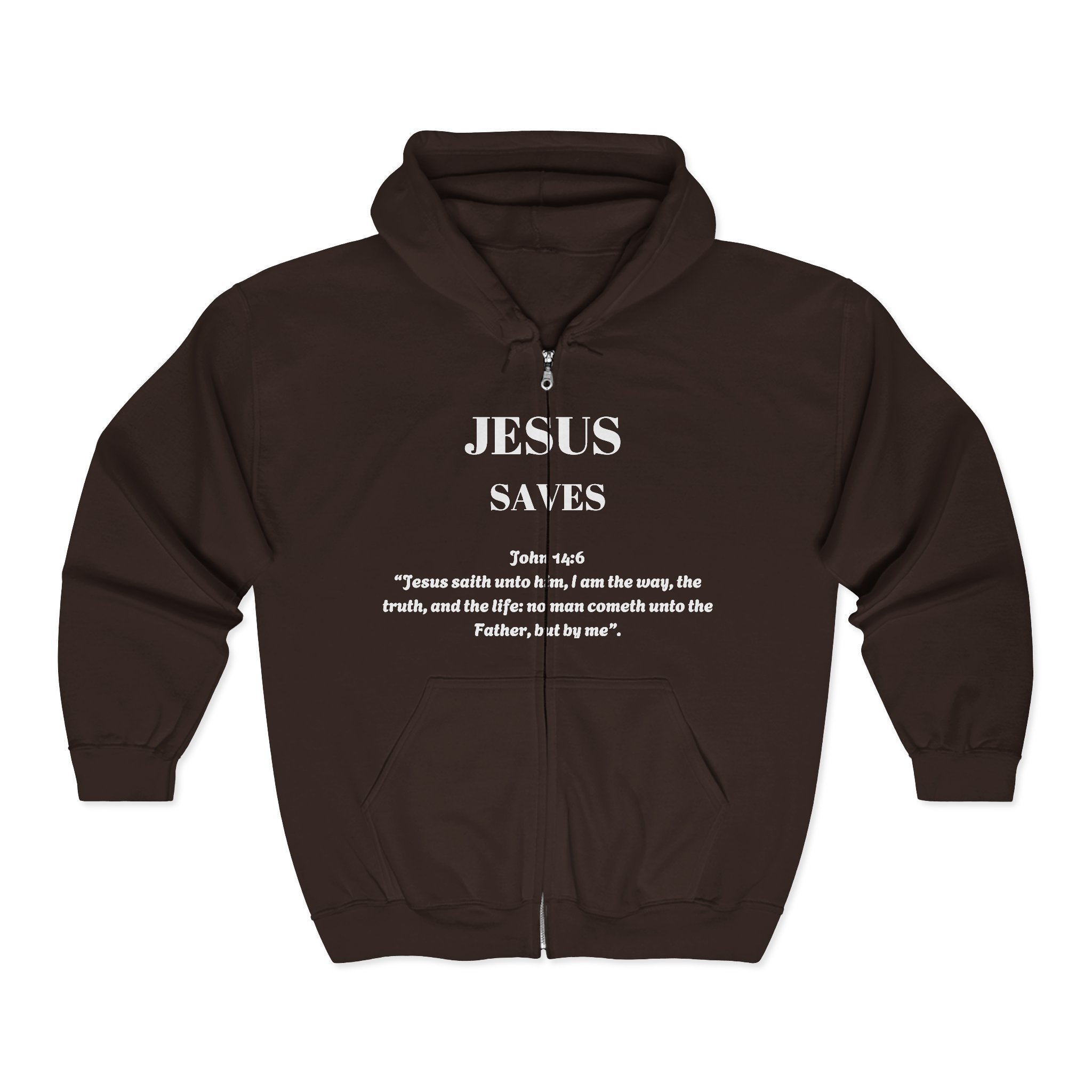 Full Zip Hooded Sweatshirt - Jesus Saves Design