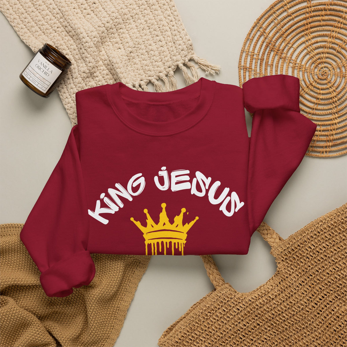 King Jesus Crewneck Sweatshirt — "King Jesus Is More Than A Brand" Religious Pullover
