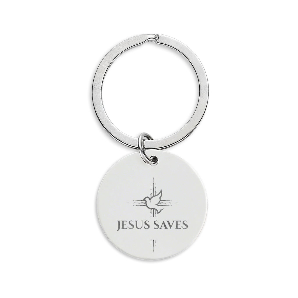 Jesus Saves Stainless Steel Engraved Keychain