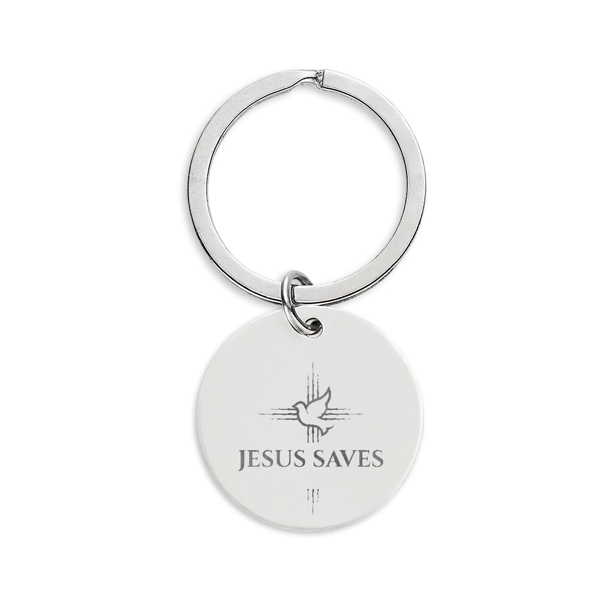 Jesus Saves Stainless Steel Engraved Keychain