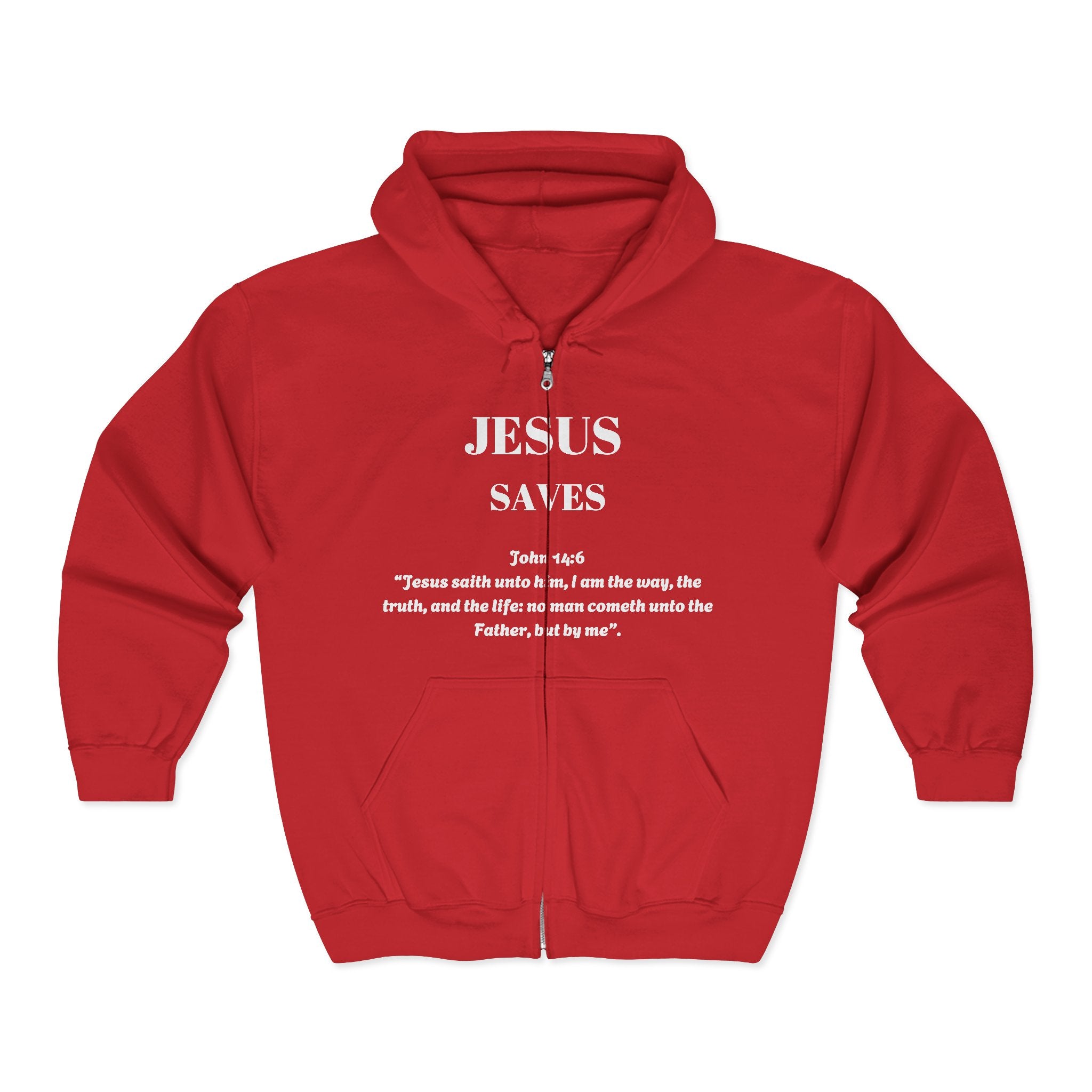 Full Zip Hooded Sweatshirt - Jesus Saves Design