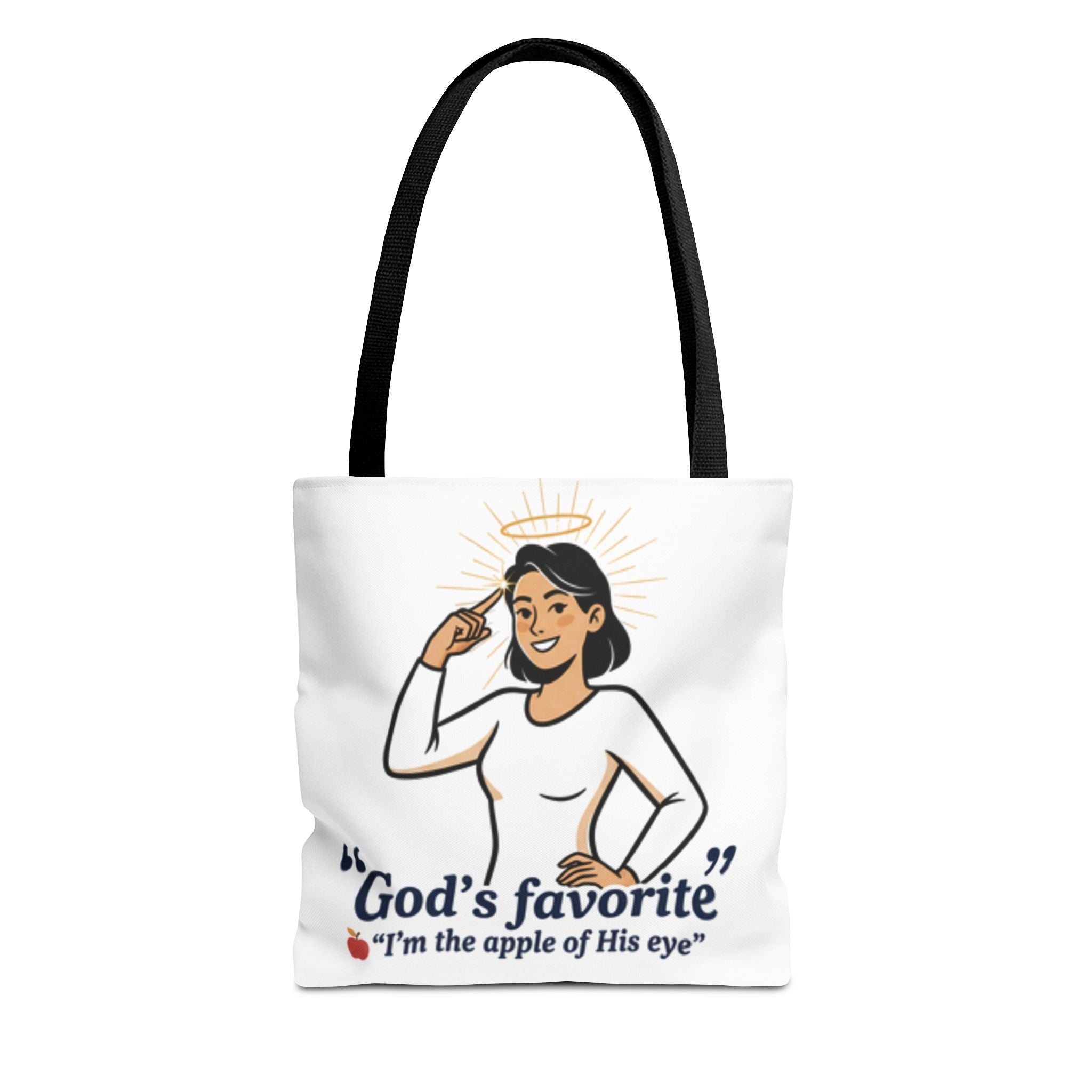 Christian Tote Bag — "God's Favorite: I'm the Apple of His Eye" Psalm 17:8