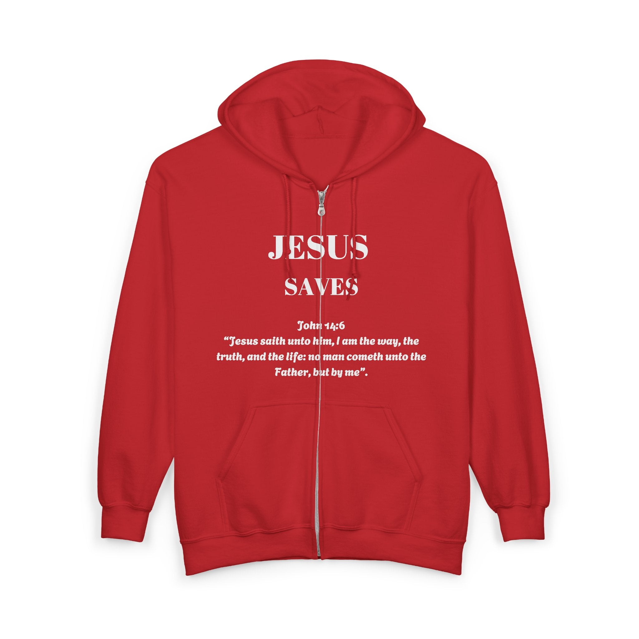 Full Zip Hooded Sweatshirt - Jesus Saves Design