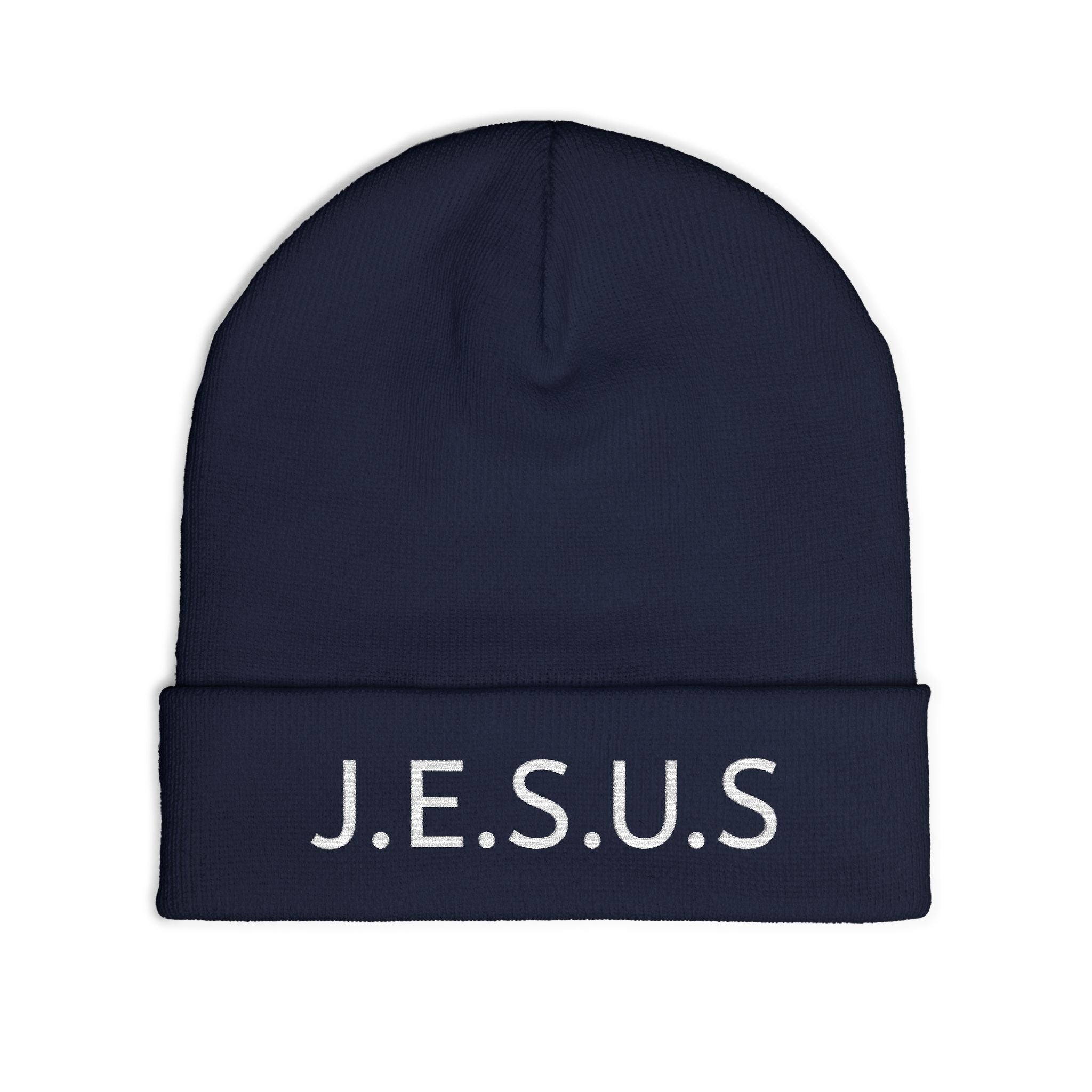 Embroidered JESUS Knit Beanie — Christian Faith Winter Hat