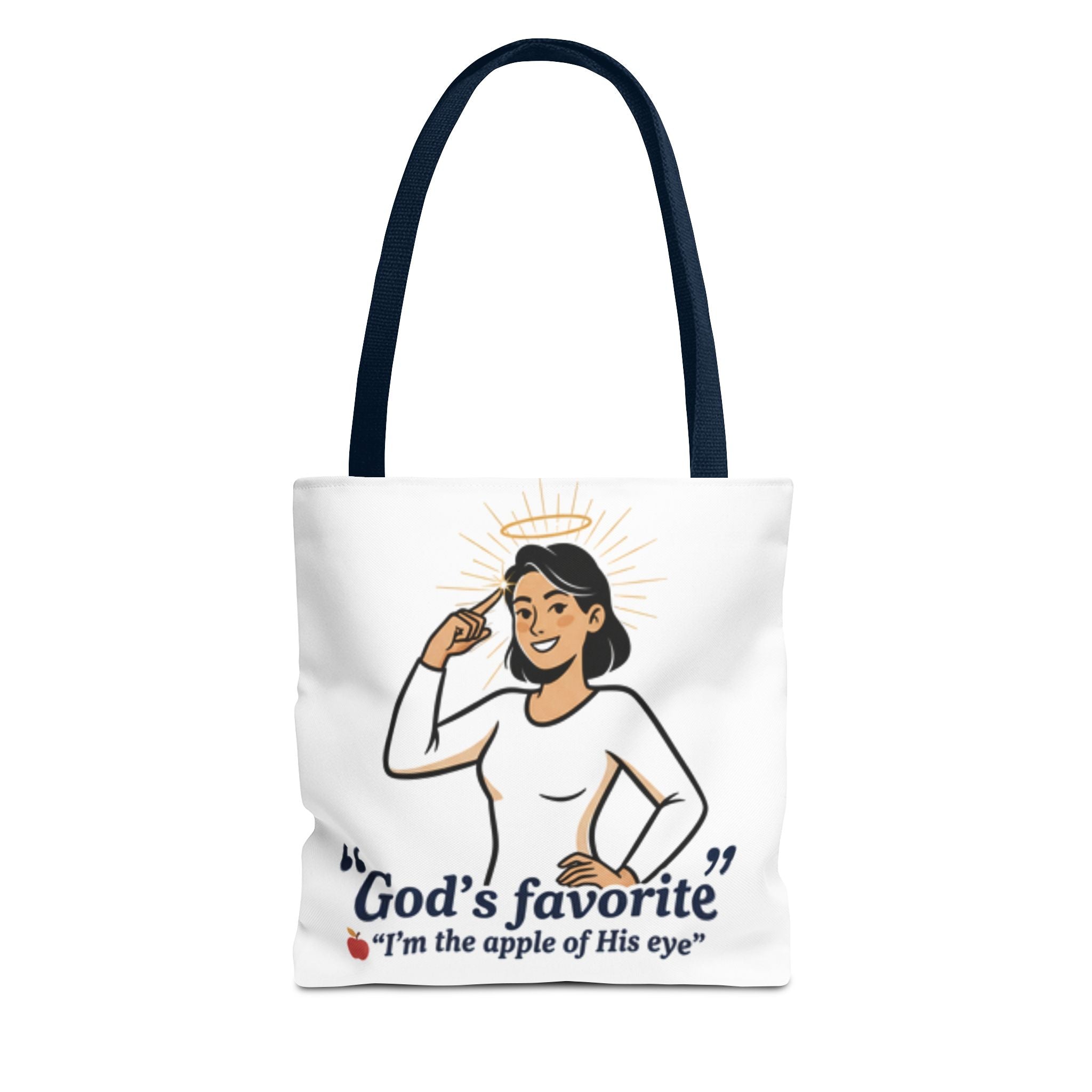 Christian Tote Bag — "God's Favorite: I'm the Apple of His Eye" Psalm 17:8