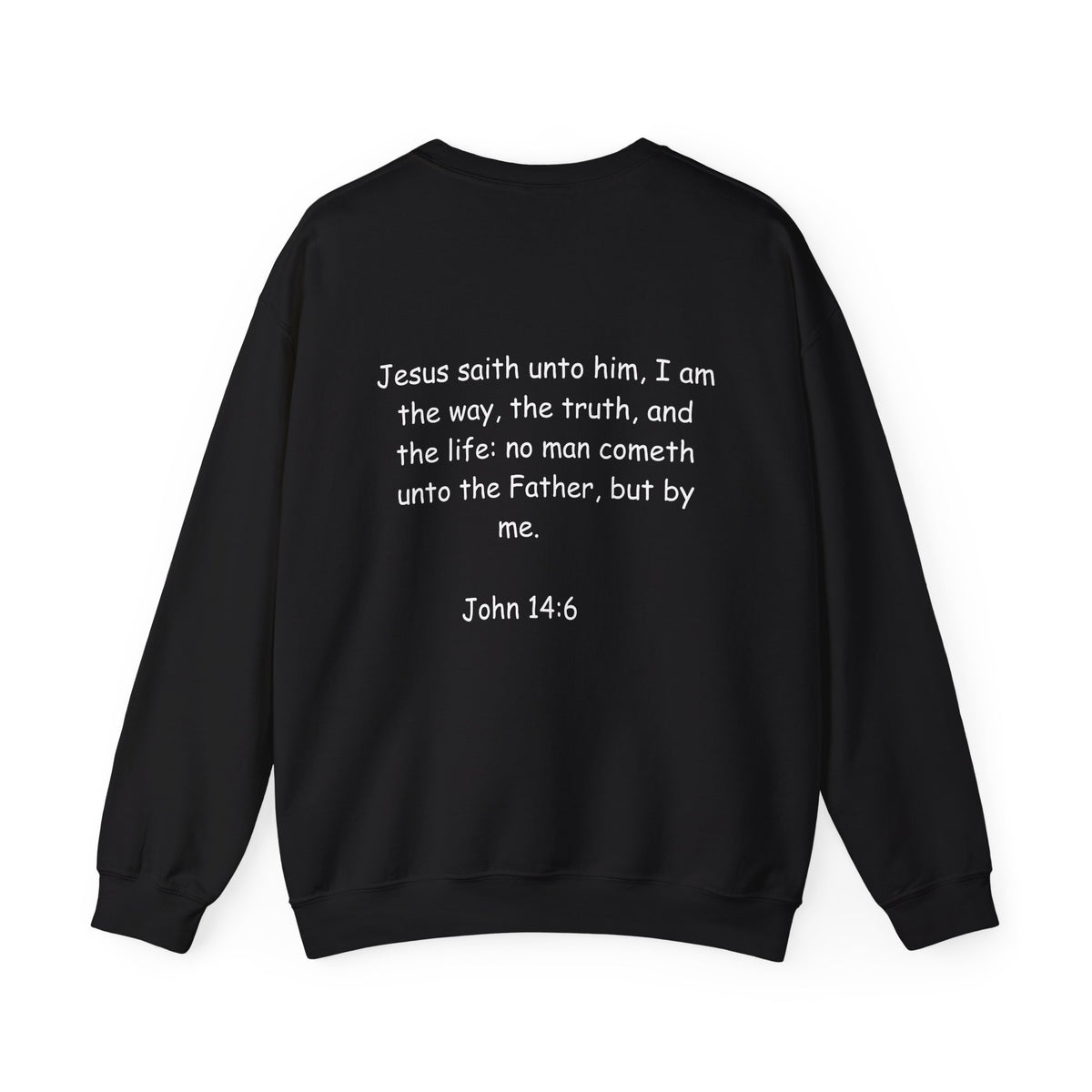 Jesus Saves Crewneck Sweatshirt — Christian Dove Cross Apparel (John 14:6 Back)
