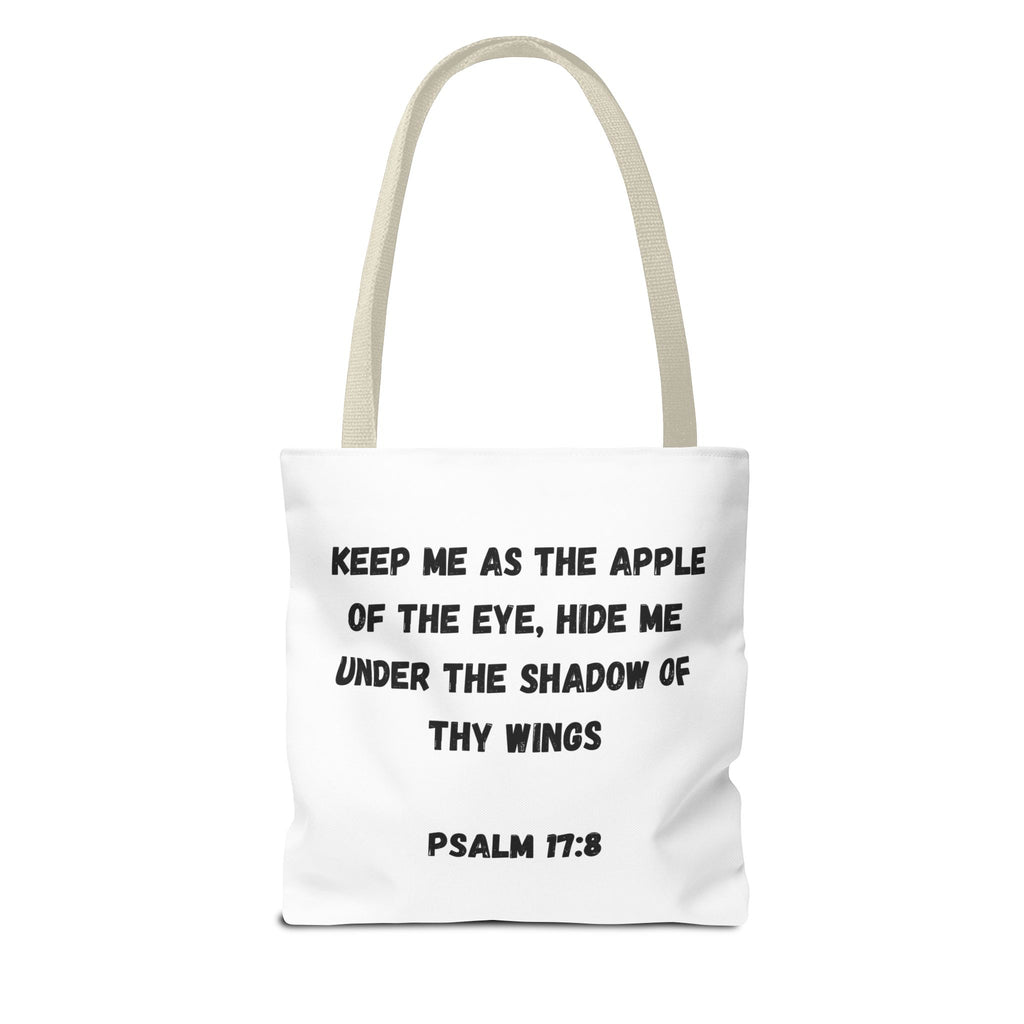 Christian Tote Bag — "God's Favorite: I'm the Apple of His Eye" Psalm 17:8