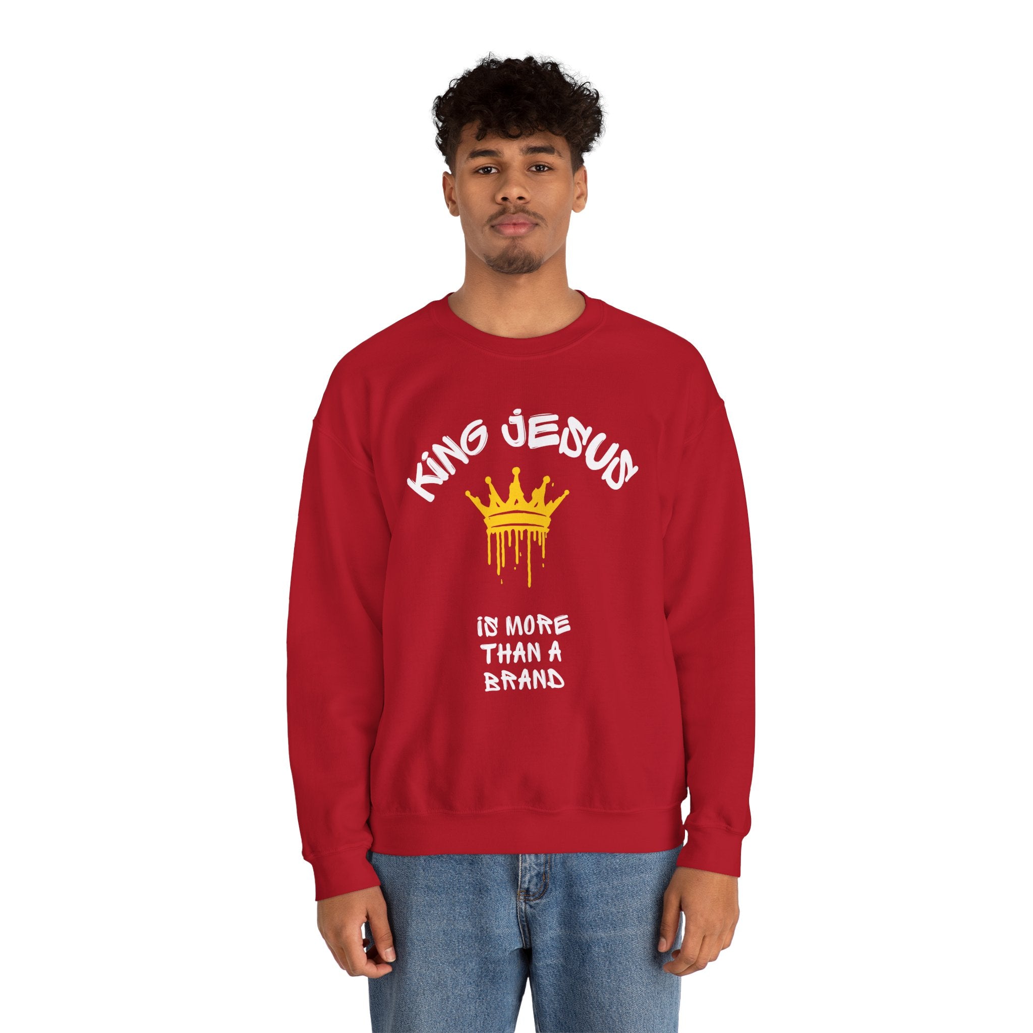 King Jesus Crewneck Sweatshirt — "King Jesus Is More Than A Brand" Religious Pullover