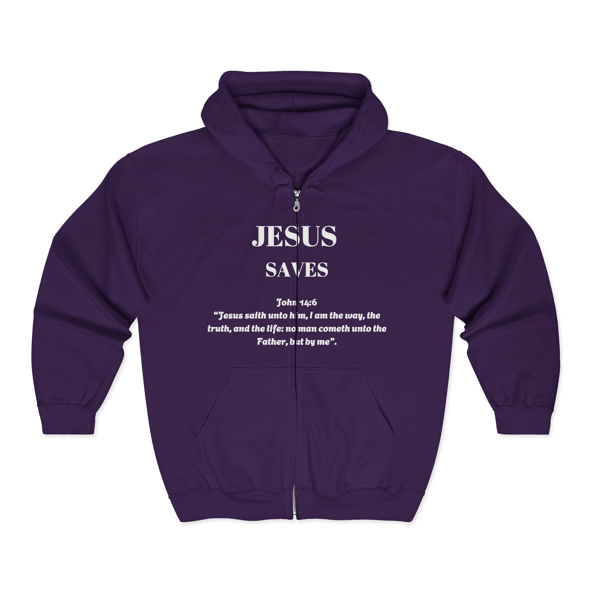 Full Zip Hooded Sweatshirt - Jesus Saves Design