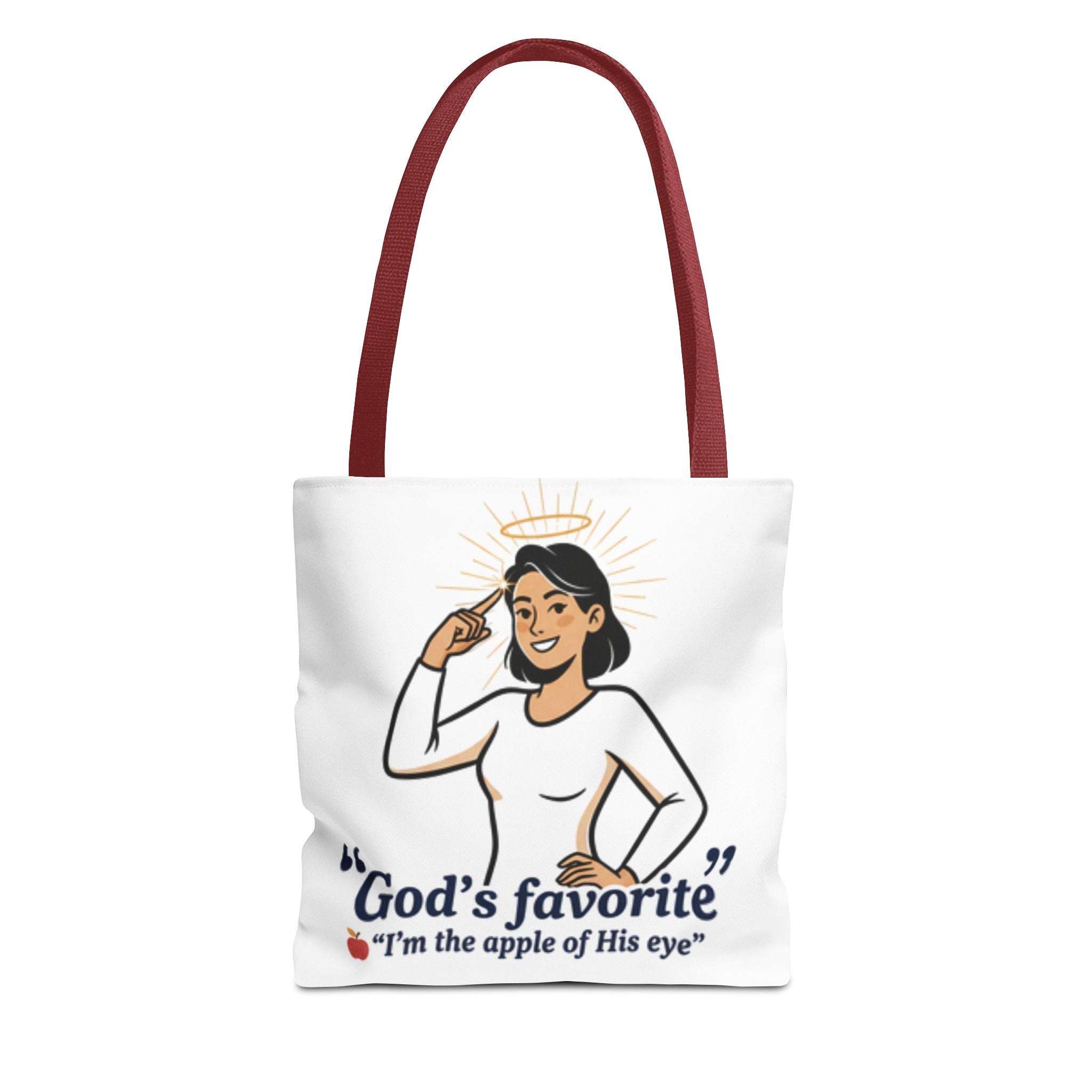 Christian Tote Bag — "God's Favorite: I'm the Apple of His Eye" Psalm 17:8