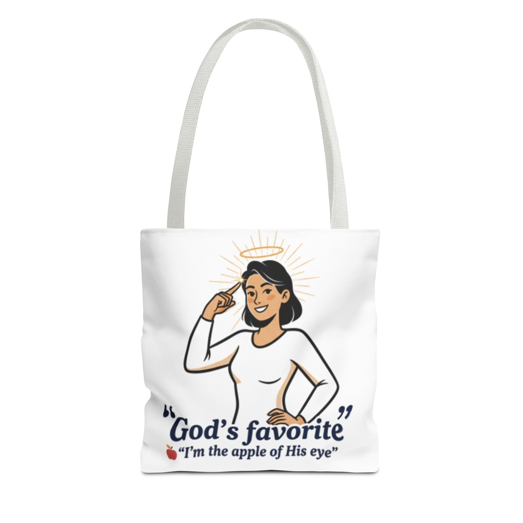 Christian Tote Bag — "God's Favorite: I'm the Apple of His Eye" Psalm 17:8