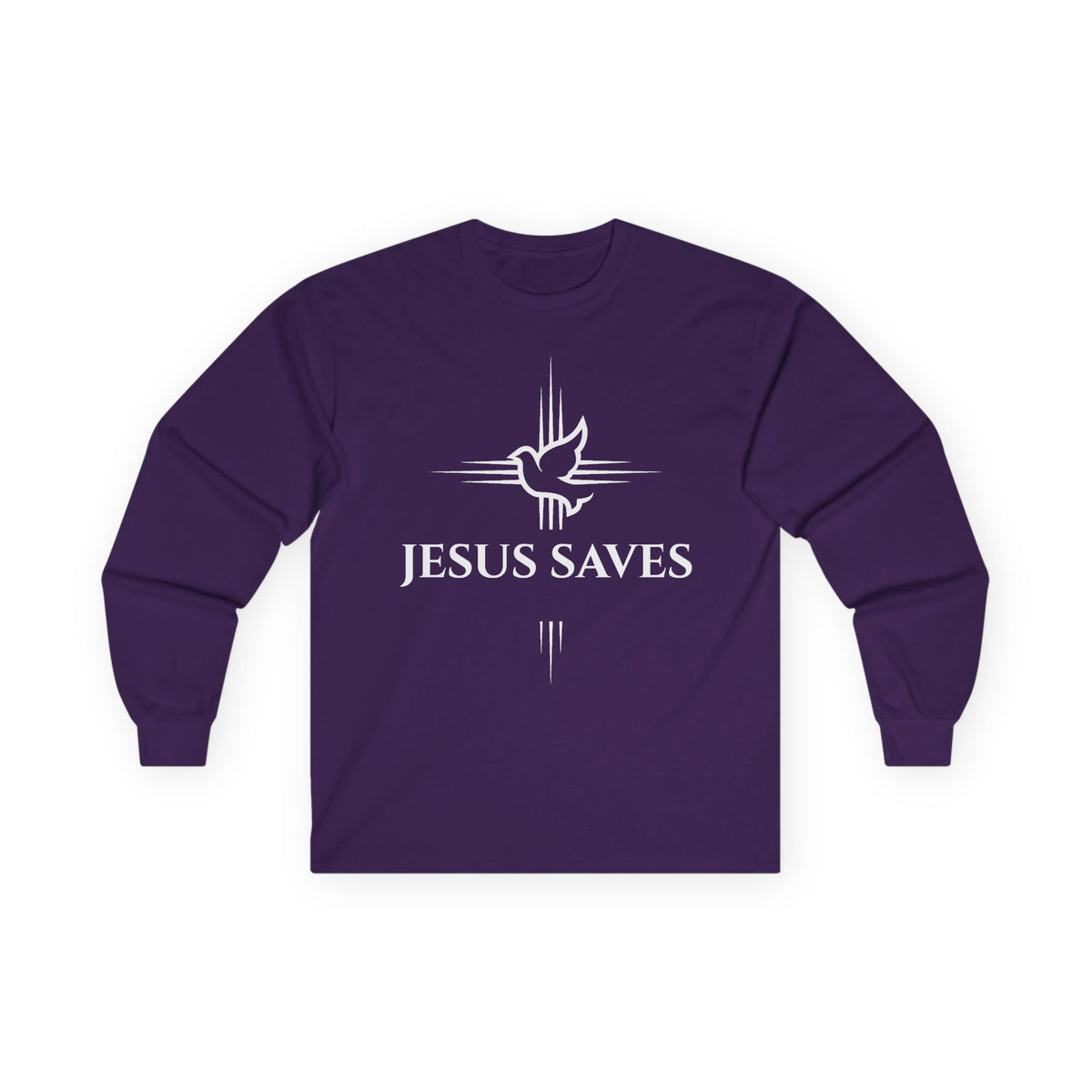 Christian Long Sleeve Tee — "Jesus Saves" with John 14:6 Back