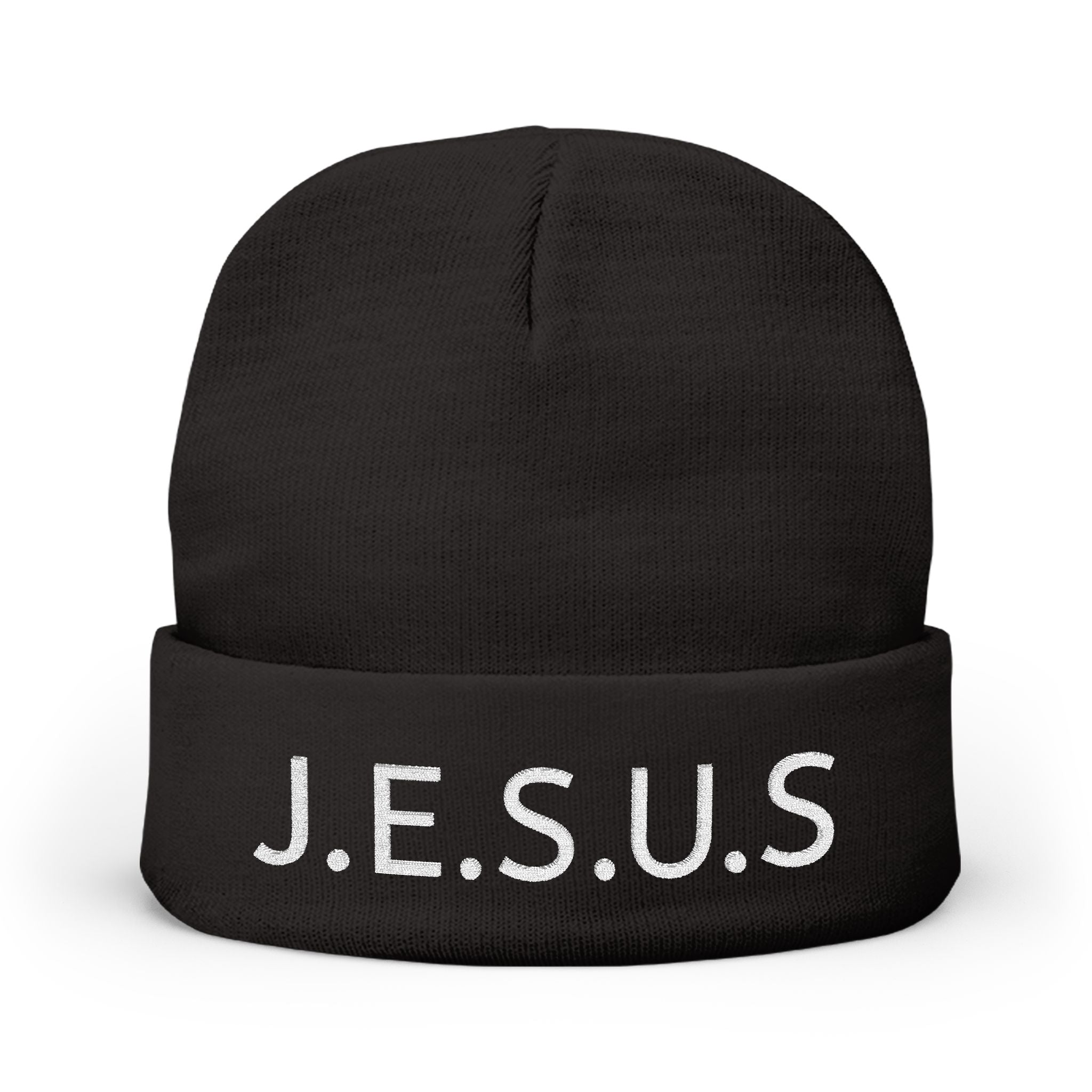 Embroidered JESUS Knit Beanie — Christian Faith Winter Hat