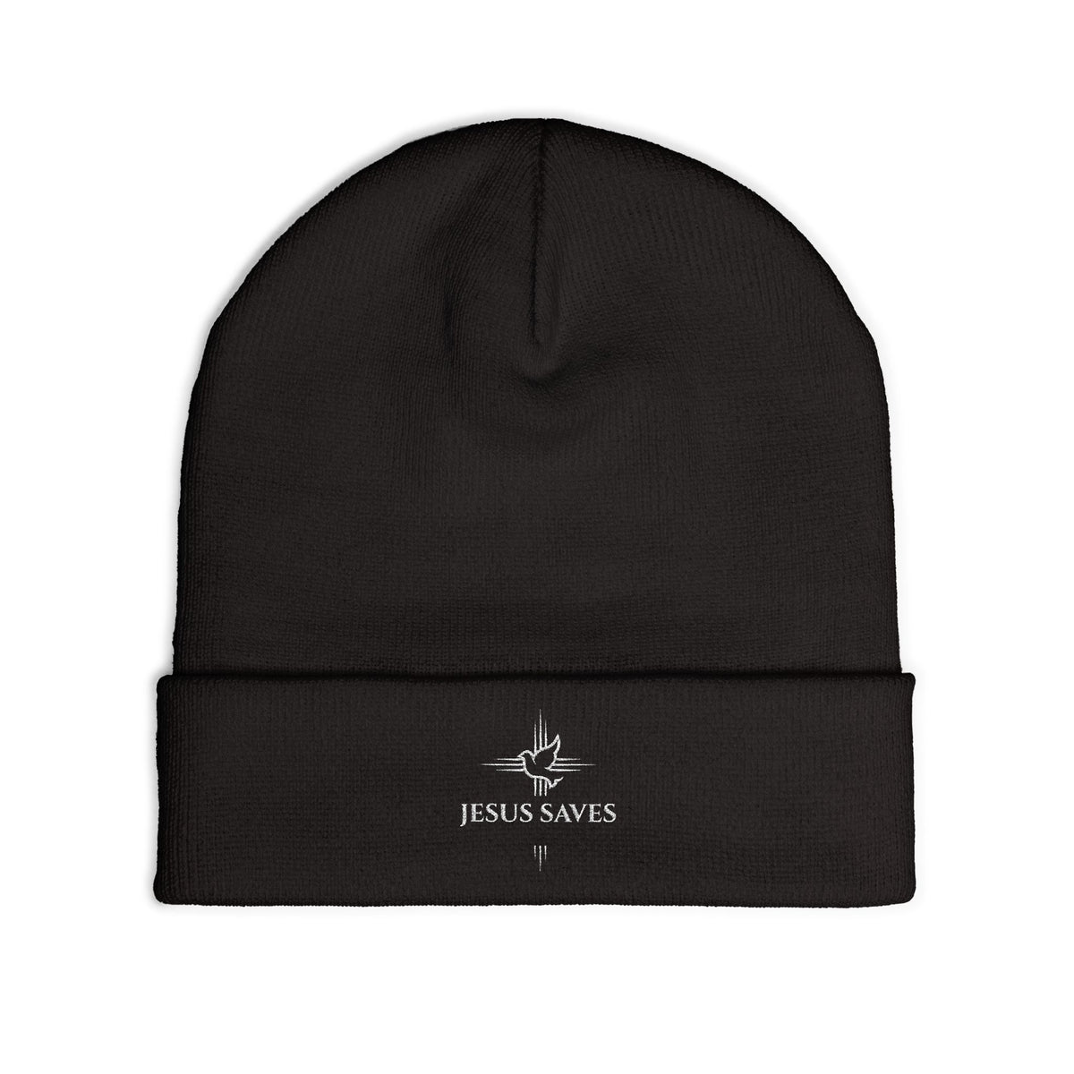 Embroidered JESUS Knit Beanie — Christian Faith Winter Hat