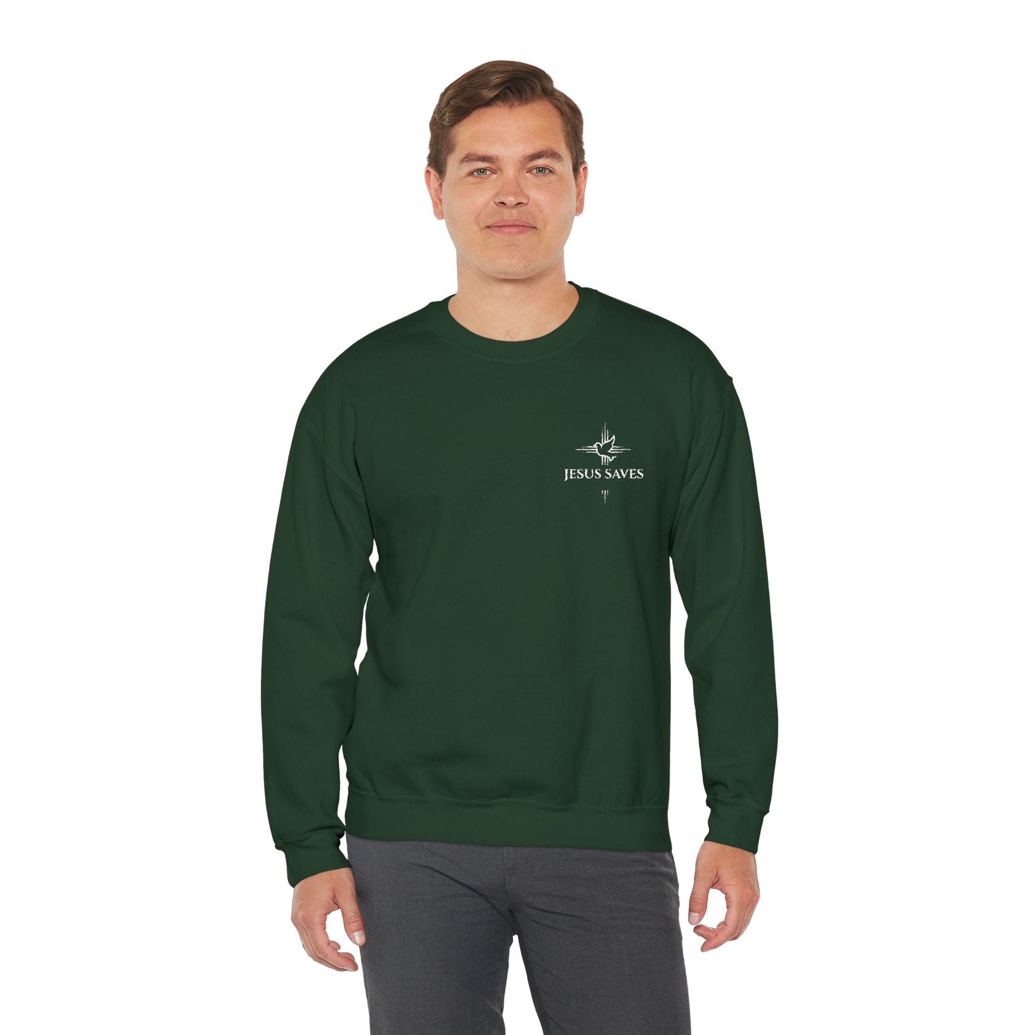 Jesus Saves Embroidered Crewneck Sweatshirt