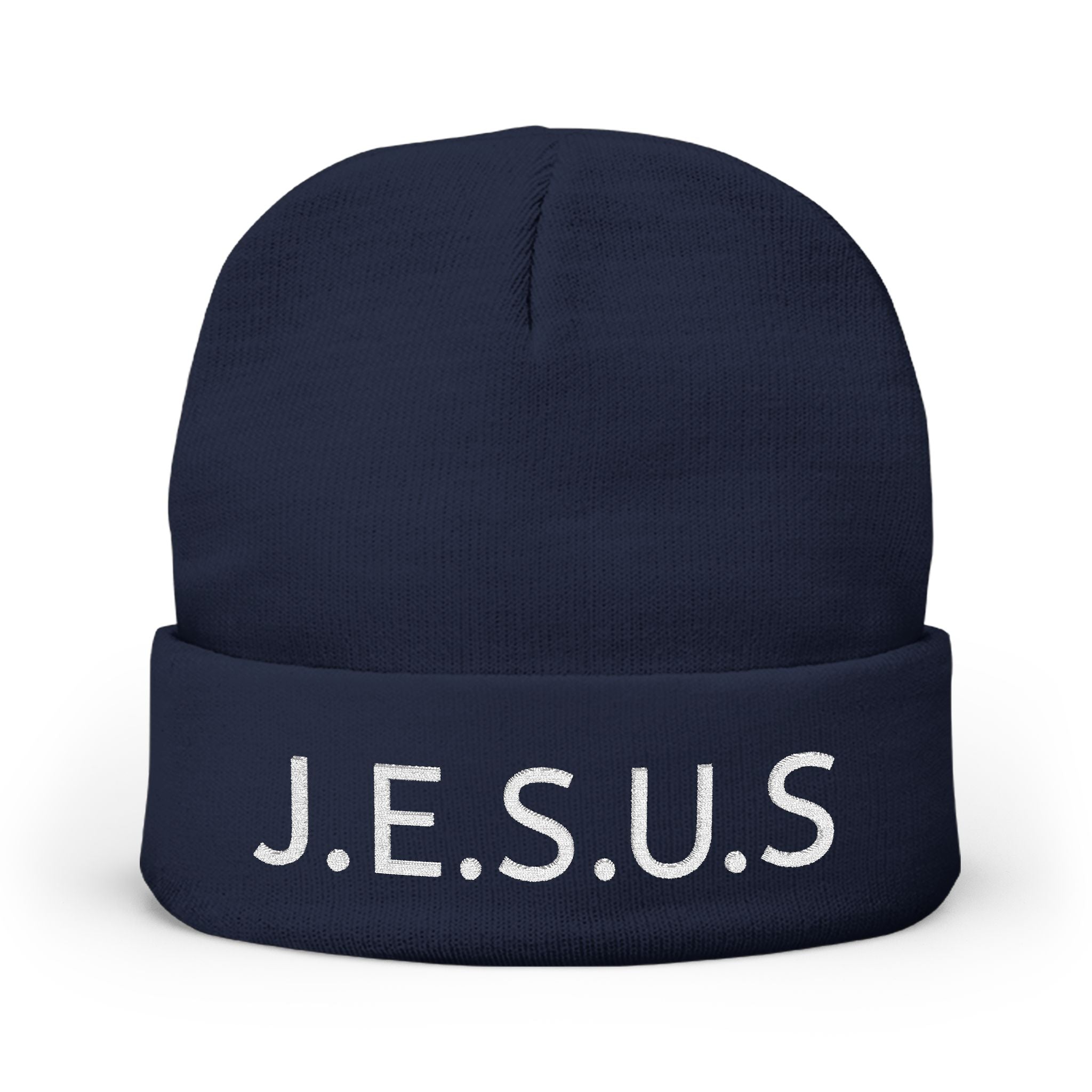 Embroidered JESUS Knit Beanie — Christian Faith Winter Hat