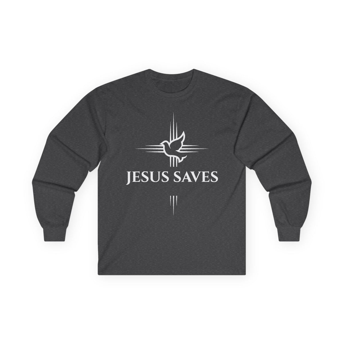 Christian Long Sleeve Tee — "Jesus Saves" with John 14:6 Back