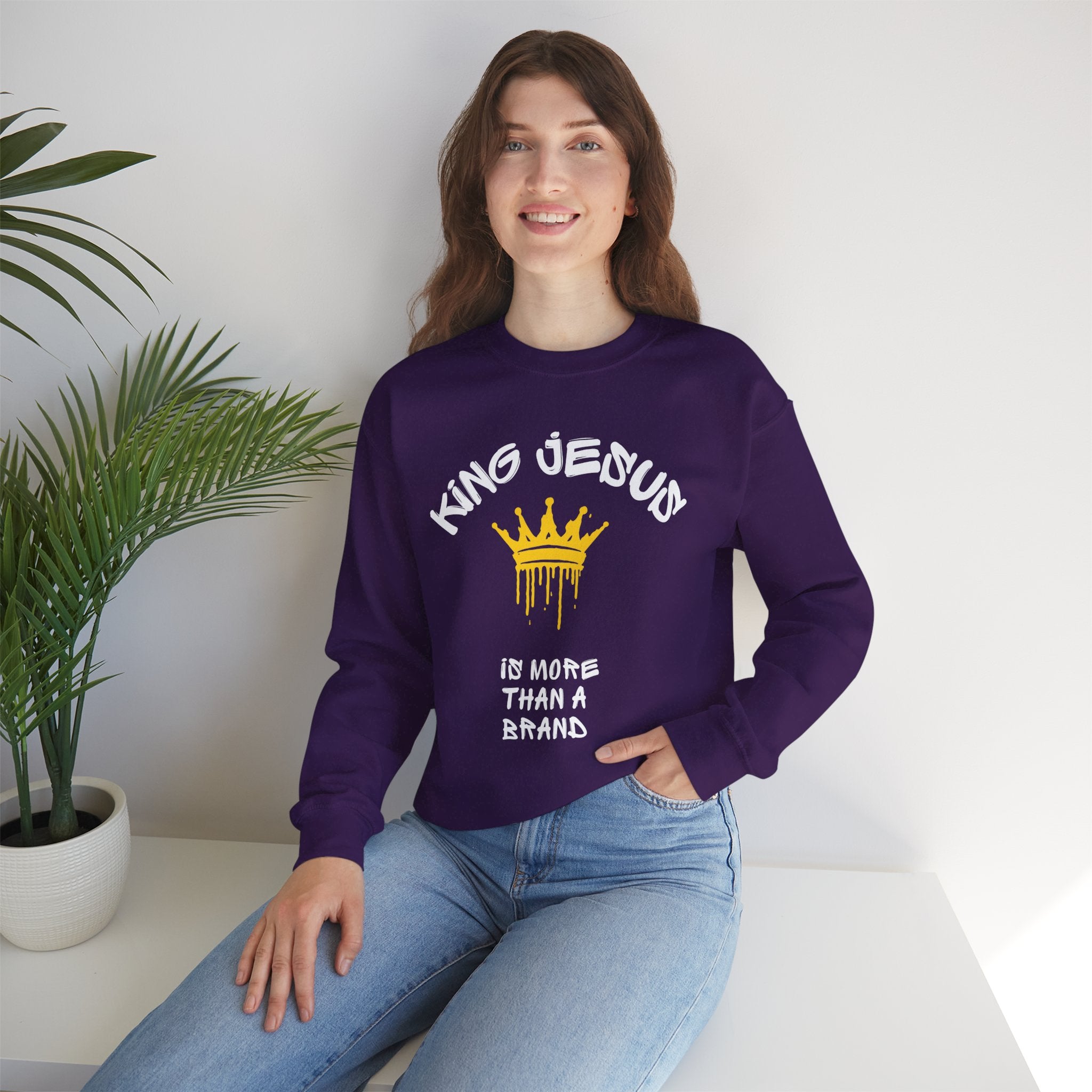 King Jesus Crewneck Sweatshirt — "King Jesus Is More Than A Brand" Religious Pullover