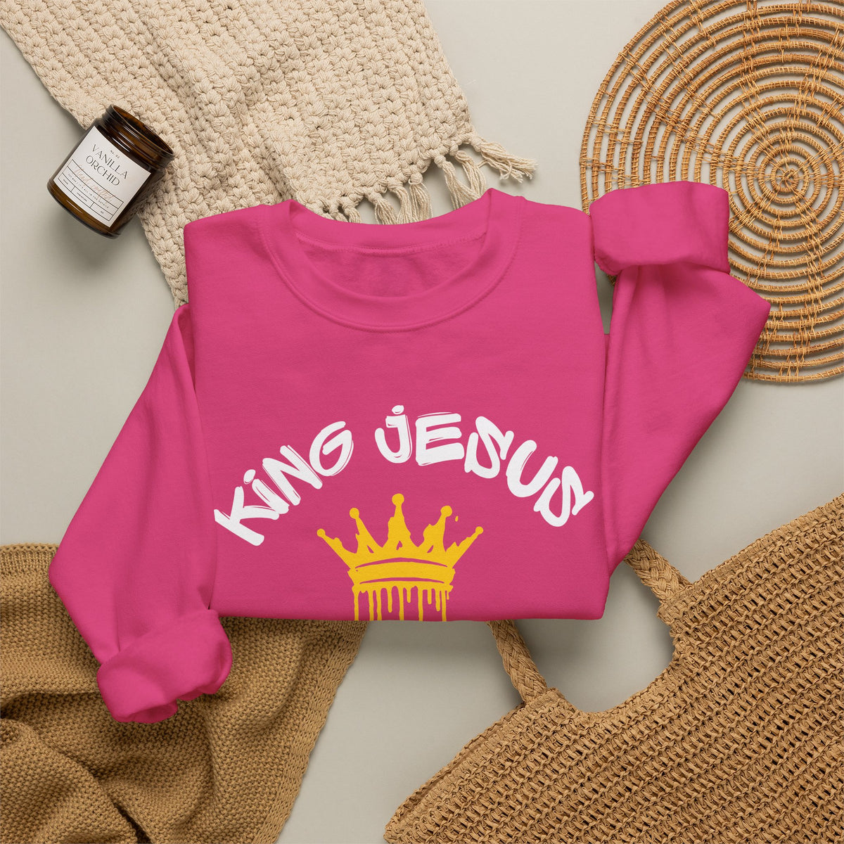 King Jesus Crewneck Sweatshirt — "King Jesus Is More Than A Brand" Religious Pullover