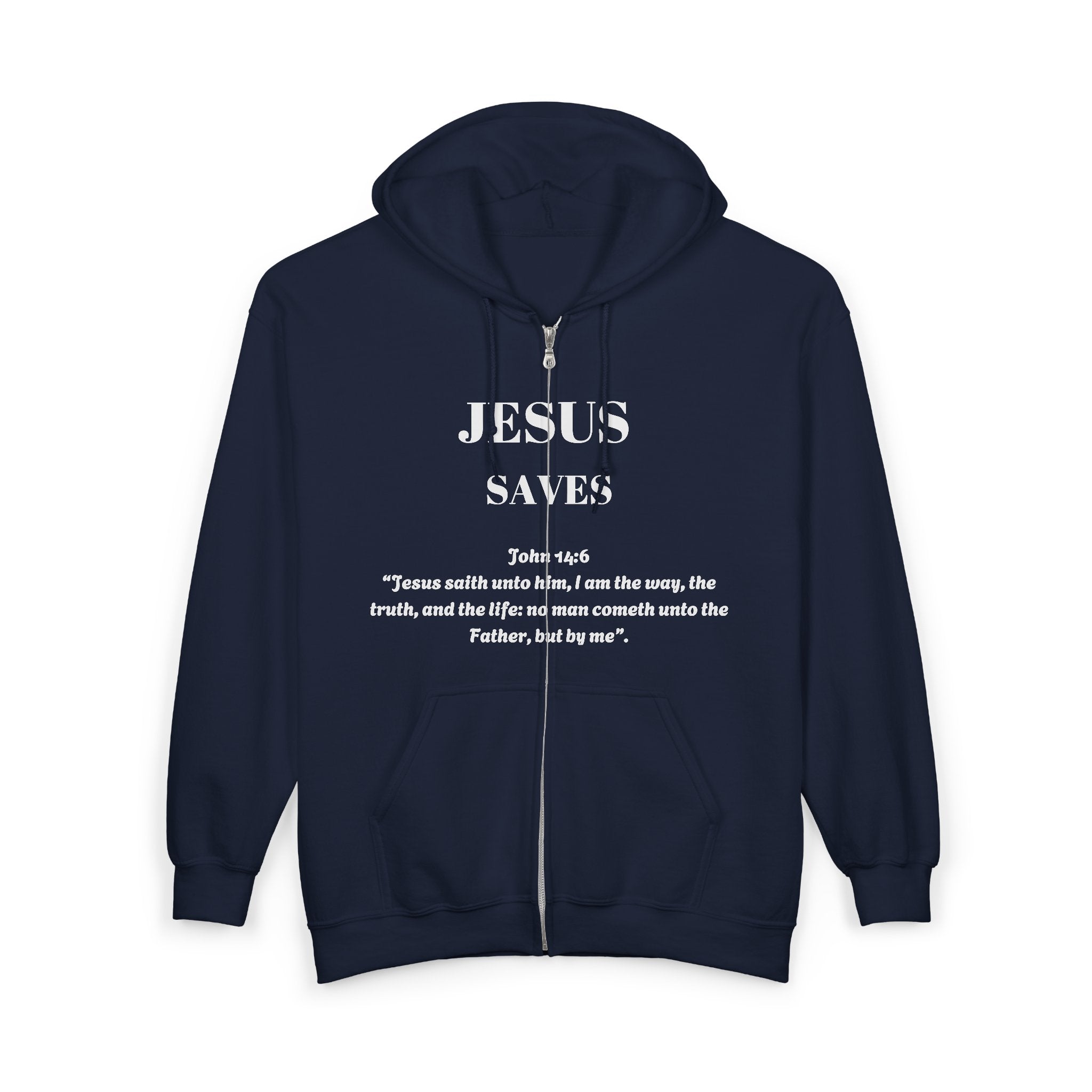 Full Zip Hooded Sweatshirt - Jesus Saves Design