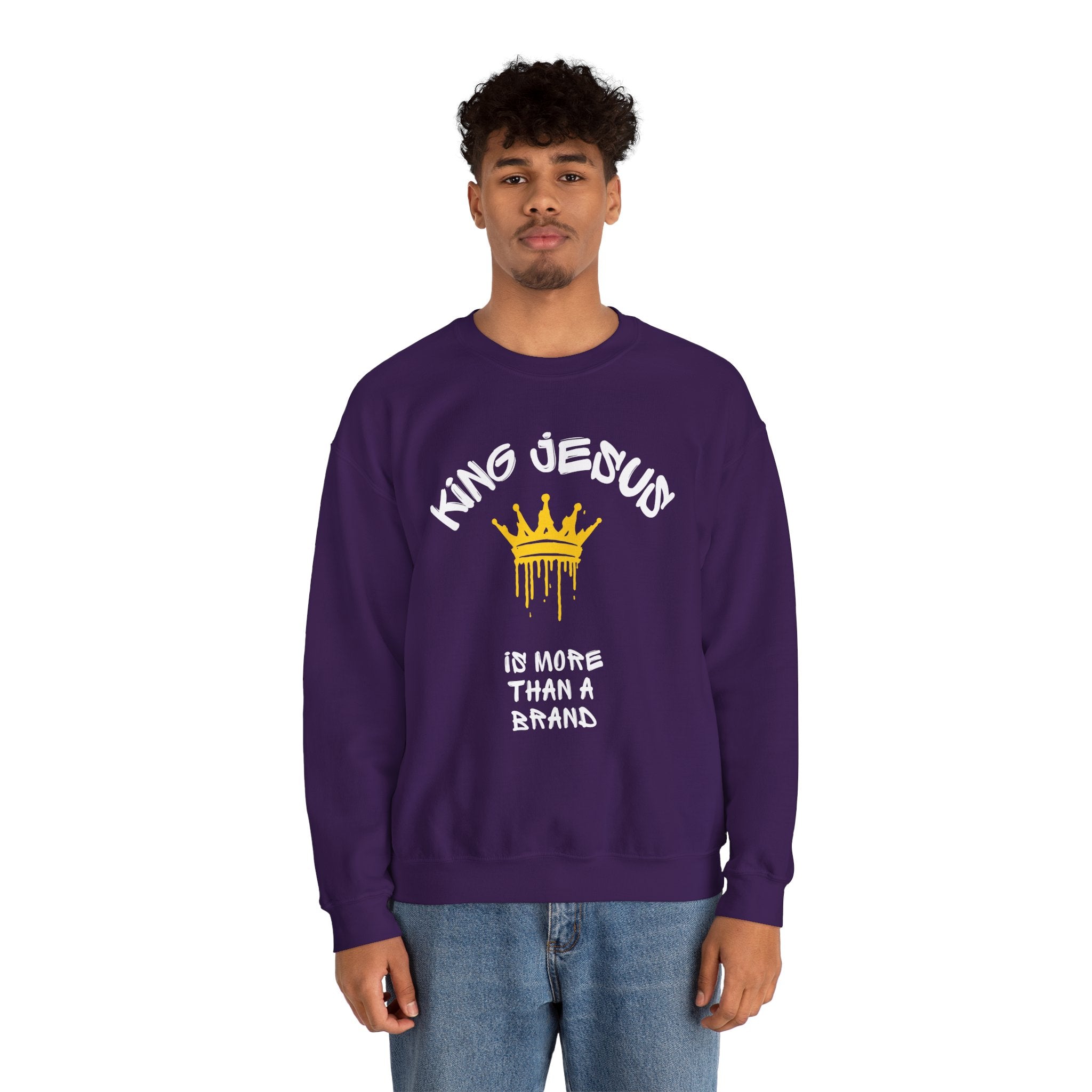 King Jesus Crewneck Sweatshirt — "King Jesus Is More Than A Brand" Religious Pullover