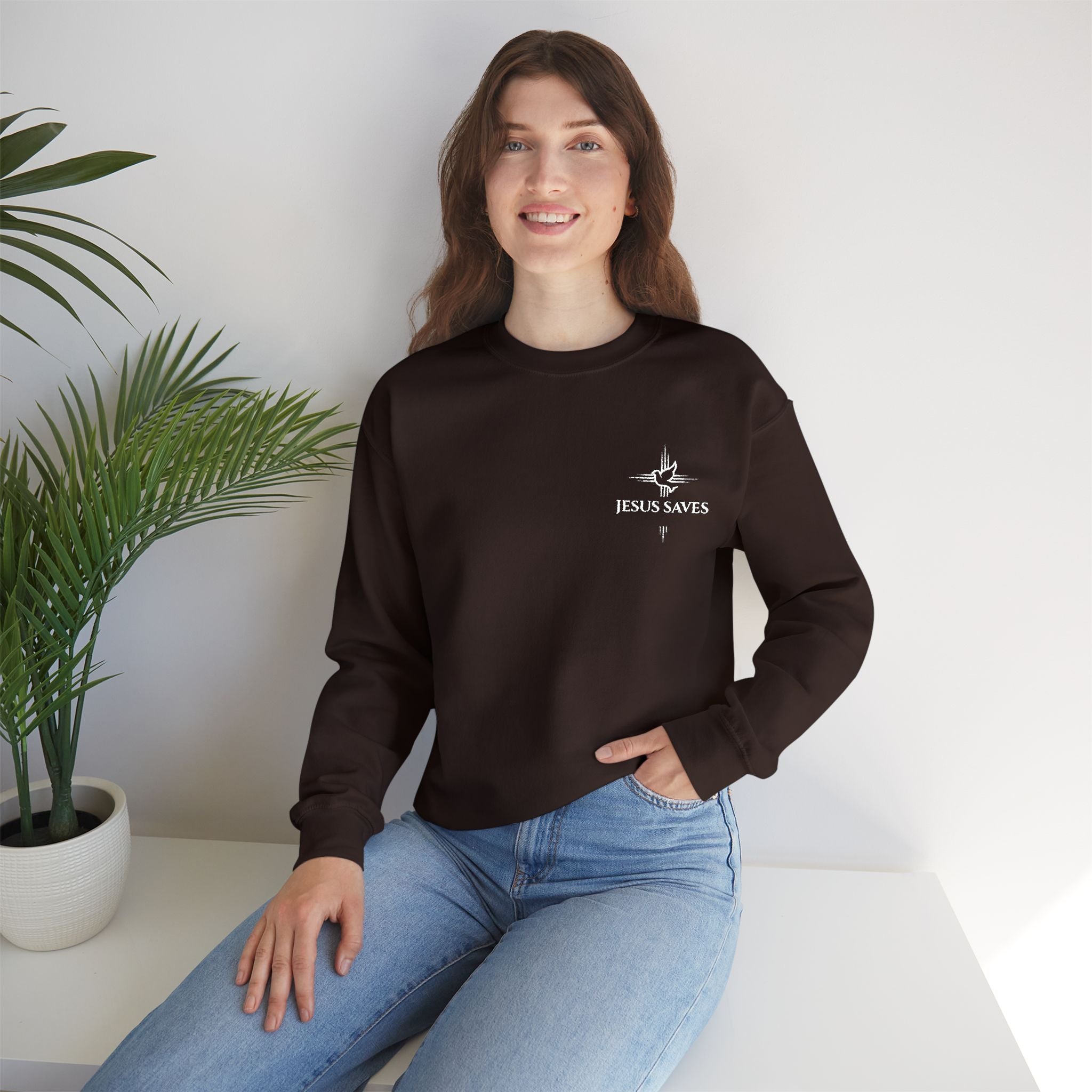 Jesus Saves Embroidered Crewneck Sweatshirt