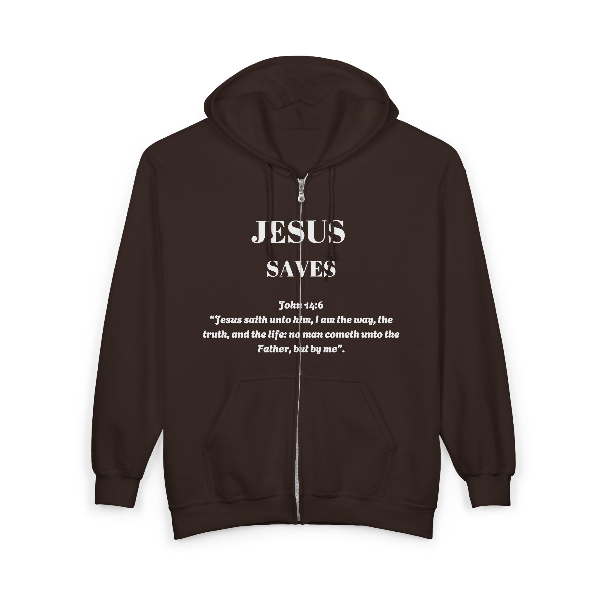 Full Zip Hooded Sweatshirt - Jesus Saves Design